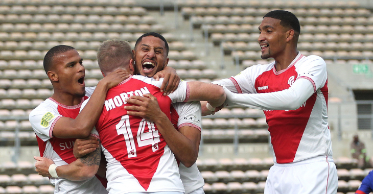 Cape Town Spurs celebrating a goal 