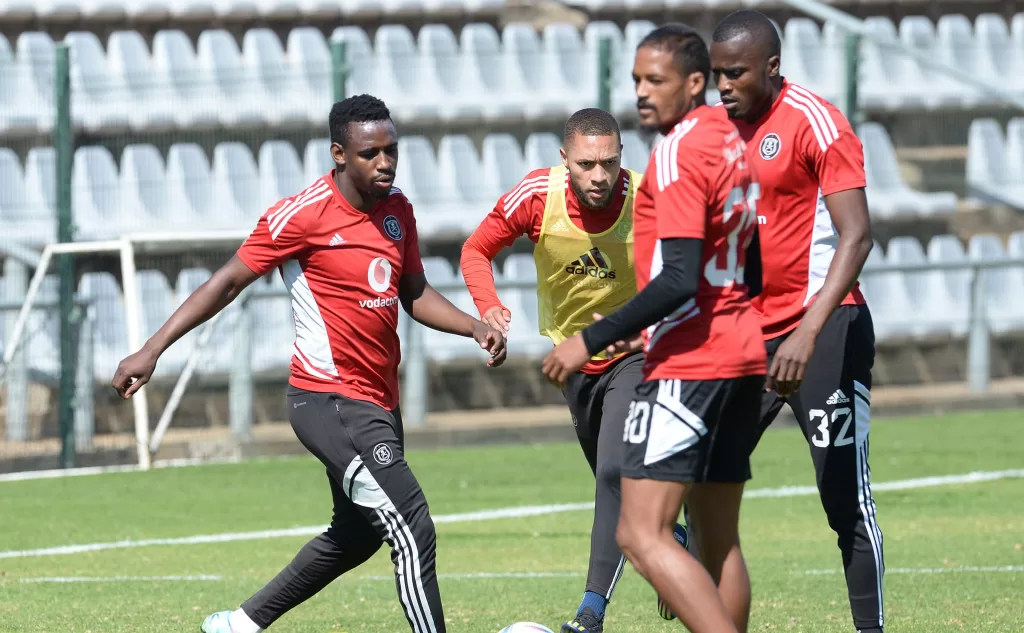 Craig Martin of Orlando Pirates at training with teammates. He is said to be wanted by John Comitis.