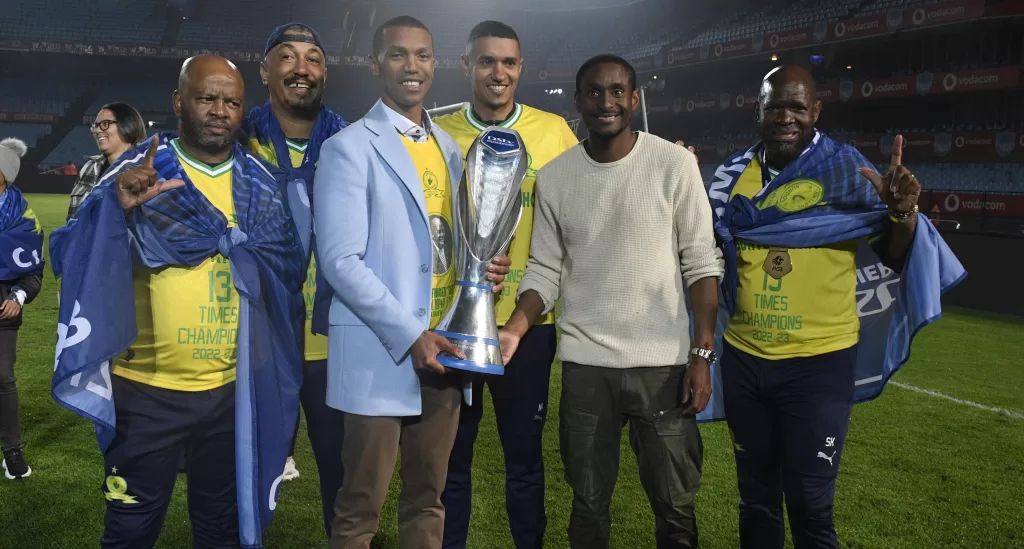 Mamelodi Sundowns celebrating their DStv Premiership title triumph