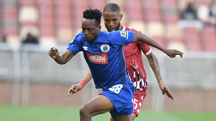 Patrick Maswanganyi in the colours of SuperSport United during the 2022/23 DStv Premiership season