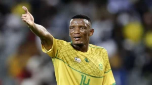 Mothobi Mvala during a Bafana Bafana game