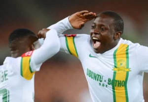 Nyasha Mushekwi celebrates during his days at Mamelodi Sundowns