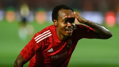 Percy Tau of Al Ahly celebrating a goal