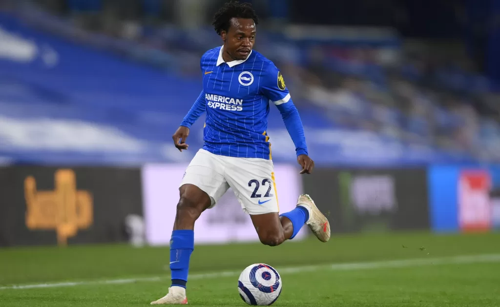 Percy Tau in action for Brighton & Hove Albion