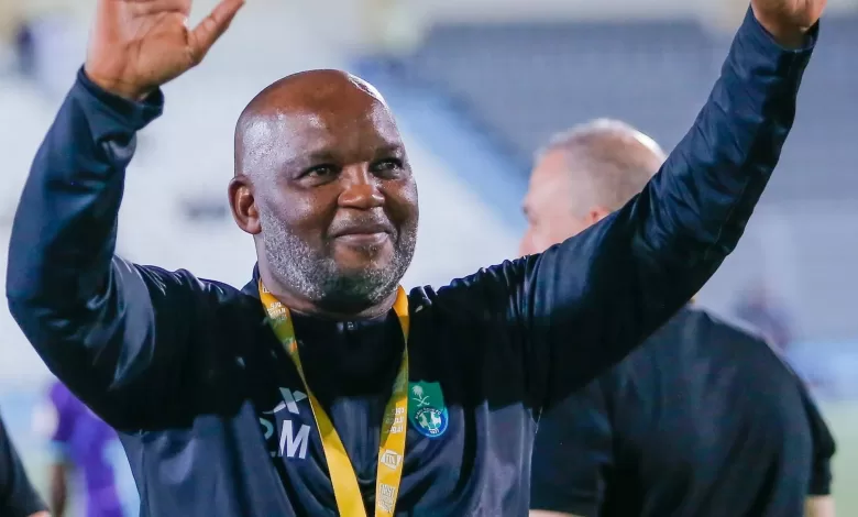 Pitso Mosimane celebrates after winning Saudi 1st Division