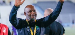 Pitso Mosimane celebrates after winning Saudi 1st Division
