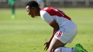 Boitumelo Radiopane in action for Cape Town Spurs during a Motsepe Foundation Championship match.