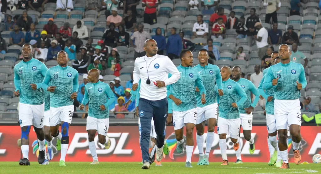 Richards Bay FC players warming-up