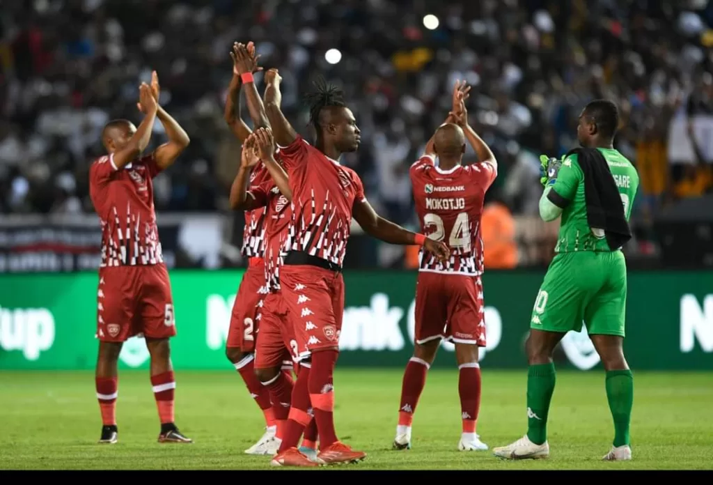 Sekhukhune United players getting for Nedbank Cup match