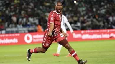 Sibusiso Vilakazi celebrates after scoring a goal in the Nedbank Cup final