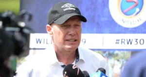 Stan Matthews addressing media
