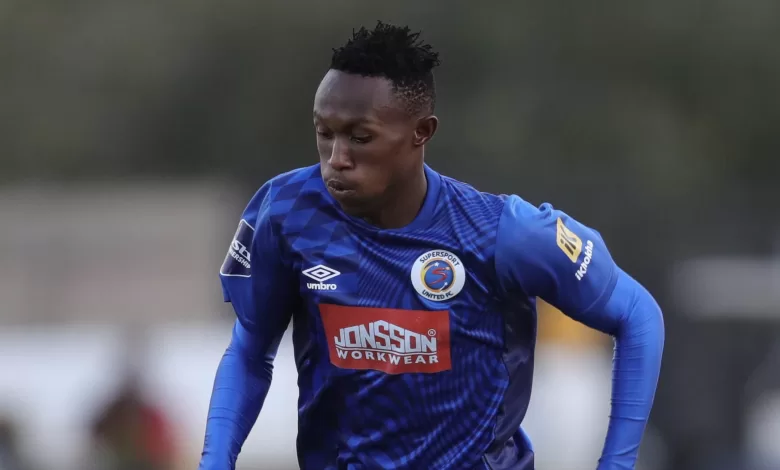 Thapelo Maseko in action for SuperSport United in the 2022/23 DStv Premiership