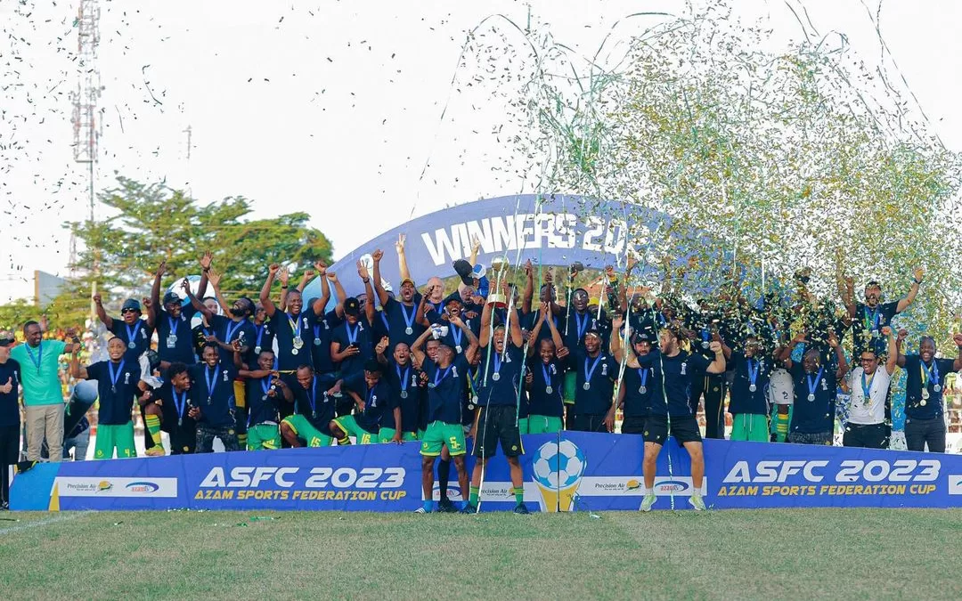 Yanga celebrating their Azam Cup triumph 