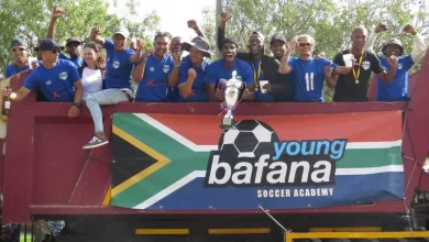 Young Bafana celebrating their ABC Motsepe League triumph.