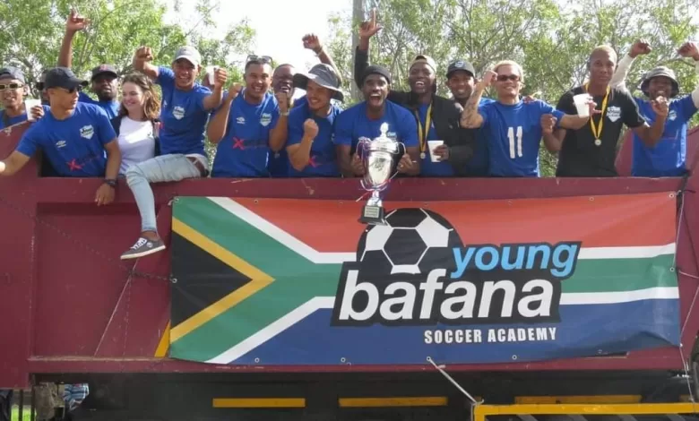 Young Bafana celebrating their ABC Motsepe League triumph.