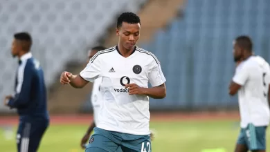 Boitumelo Radiopane during a warm-up session at Orlando Pirates