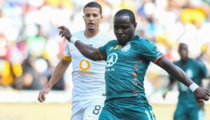Gabadinho Mhango and Yusuf Maart battling over the ball