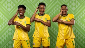 Banyana Banyana lining up for pictures.