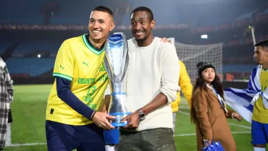 Mamelodi Sundowns coaches Michael Loftman with Rulani Mokwena