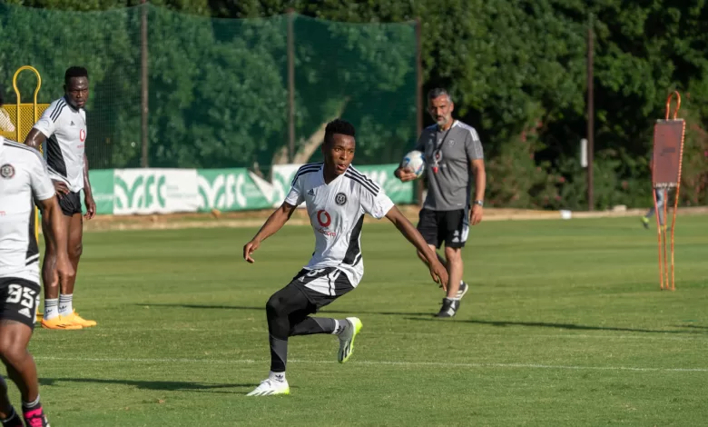 Relebohile Ratomo of Orlando Pirates during a training session