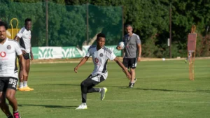 Relebohile Ratomo of Orlando Pirates during a training session