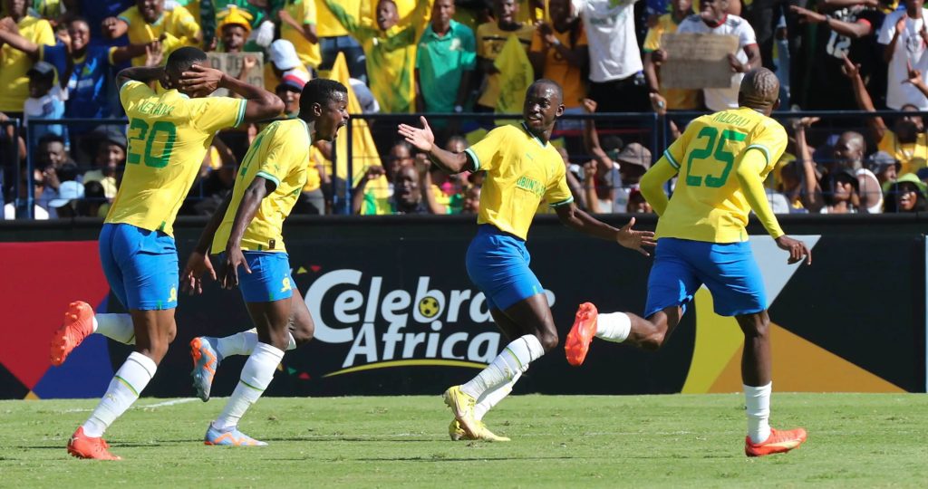 Mamelodi Sundowns players celebrate a goal