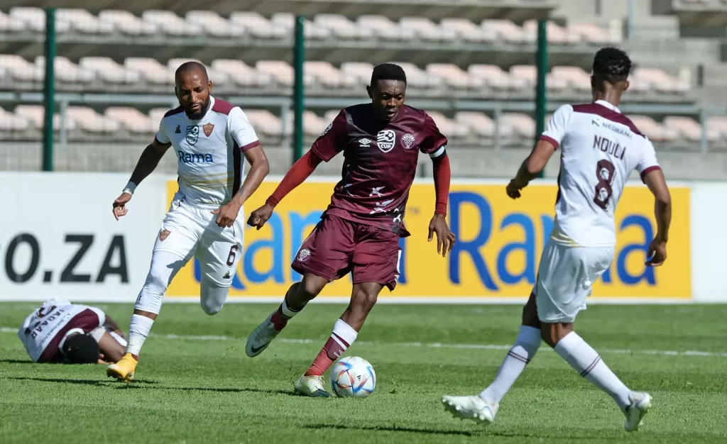 Tlakusani Mthethwa in action against Stellenbosch FC in the Nedbank Cup