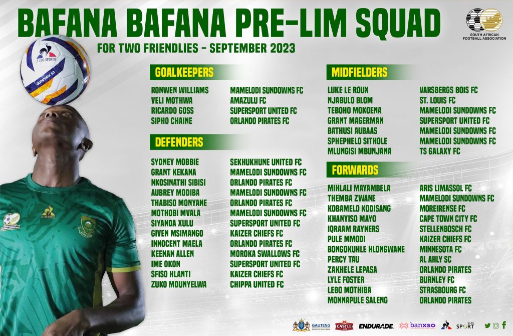 Hugo Broos announces Bafana Bafana preliminary squad for Namibia and DR Congo