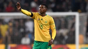 Bathusi Aubaas in action for Bafana Bafana