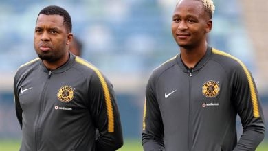 Brilliant Khuzwayo and Itumeleng Khune before a game