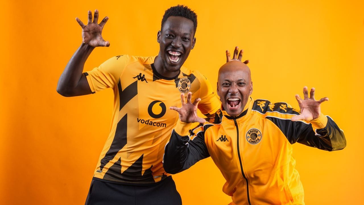 Bonfils-Caleb Bimenyimana with Kaizer Chiefs sporting director Kaizer Motaung Jr