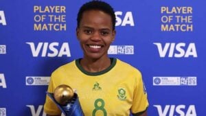 Hildah Magaia in Banyana Banyana colours.