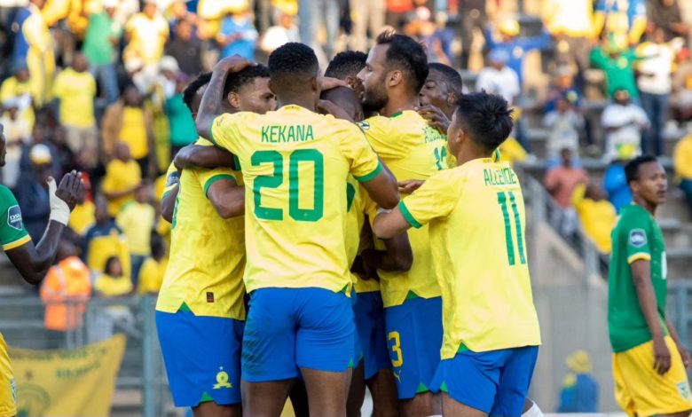 Mamelodi Sundowns players celebrate a goal