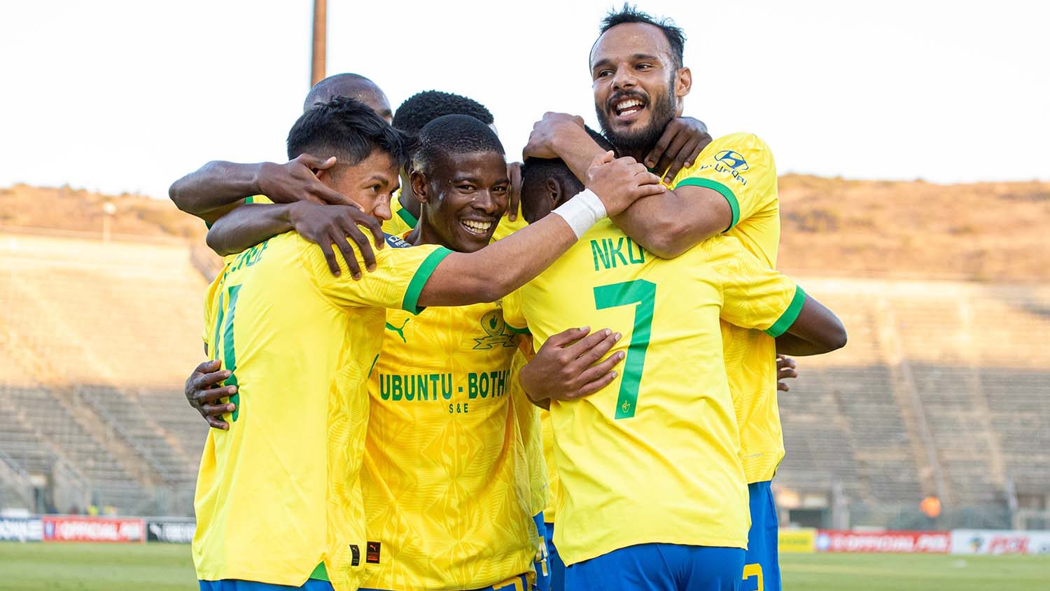 Mamelodi Sundowns players celebrating 