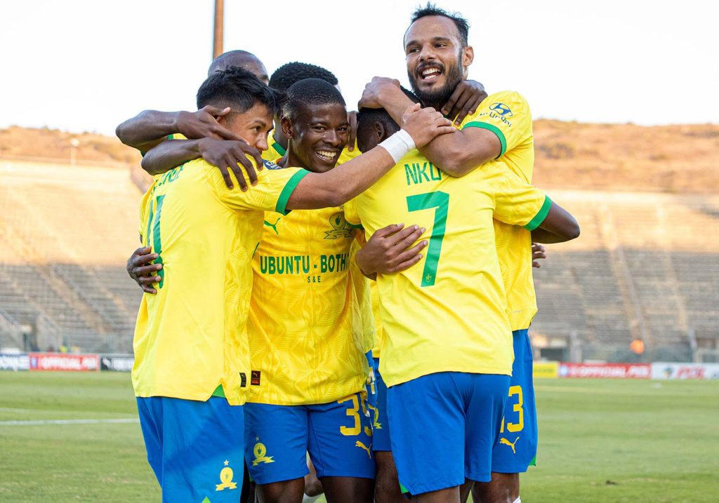 rulani Mokwena -Lesiba Nku celebrating goal with team mates