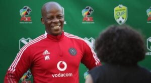 Mandla Ncikazi on the touchline for Orlando Pirates
