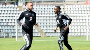 Orlando Pirates players Miguel Timm and Thembinkosi Lorch