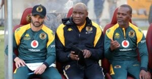Molefi Ntseki with his assistant coaches Dillon Sheppard and Arthur Zwane