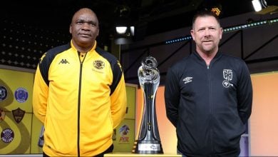 Molefi Ntseki and Eric Tinkler before the MTN8 game game