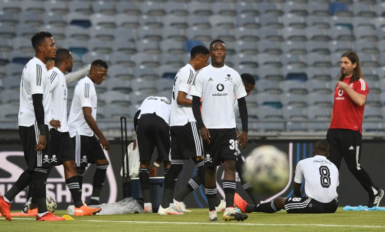 Orlando PIrates warming-up before the match