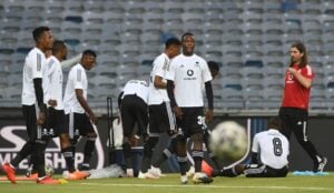 Orlando PIrates warming-up before the match