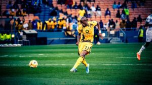 Defender S’fiso Hlanti in Kaizer Chiefs' colours.