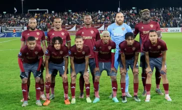 Stellenbosch FC players before a game. They play Kaizer Chiefs