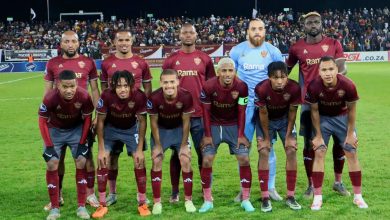 Stellenbosch FC players before a game. They play Kaizer Chiefs