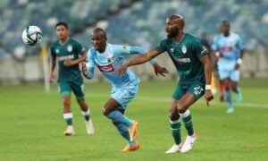 Terrence Dzvukamanja and Ramahlwe Mphahlele during the DStv Premiership clash