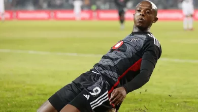 Zakhele Lepasa of Orlando Pirates celebrating a goal