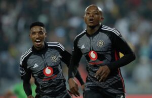 Orlando Pirates players Zakhele Lepasa and Monnapule Saleng