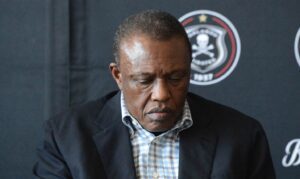 Dr Irvin Khoza of Orlando Pirates addressing the media