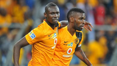 Erick Mathoho and Tefu Mashamaite in Kaizer Chiefs colours.