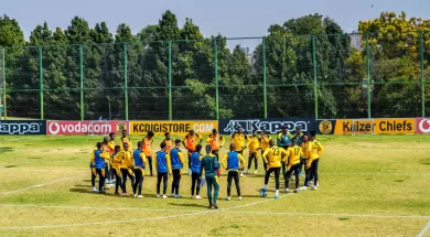 Kaizer Chiefs players and coaches during a training session at Naturena